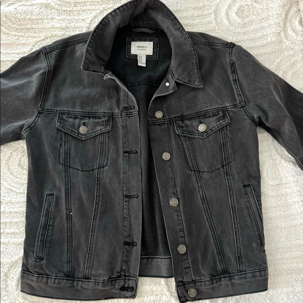 F21 black jean jacket